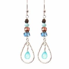 Sweet, delicate Julie. Always feminine, our Julie style earring features cascading vivid gemstones down to a delicate caged teardrop. Length: 1.75″ Adjustable Teardrop Crystal Earrings With Dangling Beads, Wire Wrapped Teardrop Drop Earrings, Adjustable Nickel-free Teardrop Chandelier Earrings, Hypoallergenic Teardrop Chandelier Earrings, Gem Drop Earrings, Branch Necklace, Gem Earrings, Swirl Earrings, Aqua Chalcedony