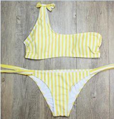 sexy one shoulder striped bikini Striped Fitted Swimwear For Sports, Spain Shopping, Germany Summer, Female Swimwear, Fashion Usa, Competition Swimwear, Swimwear Women, Print Swimwear, Beachwear For Women