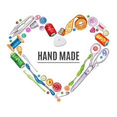 hand made heart with sewing tools and thread on white background stock photo - image 3479