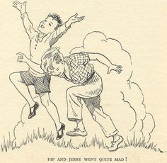 a drawing of two people jumping in the air