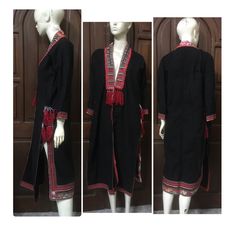 Vintage tribal RedDao women tunic. Age is over 20 years and still good condition . It is produced with handmade,hand stitched applique ,hand embroidered,hand dyed,hand woven in cotton,woolen. Hand wash and separate in cold water. Measurements Length 113 cm Sleeve to sleeve 140 cm Chest 90 cm-100 cm Armpit to armpit 59 cm Underarm width 38 cm Arm length 38 cm Weight 600 grams Traditional Festival Tunic, Traditional Tunic For Festivals, Traditional Long Tunic For Festival, Long Traditional Festival Tunic, Traditional Red Embroidered Tunic, Folk Style Long Sleeve Handloom Kurta, Traditional Red Long Sleeve Tunic, Traditional Long Cotton Kaftan, Long Embroidered Tunic For Festivals