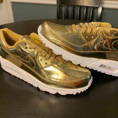 Brand New With Box Women’s Size 10 (Men’s Size 8) Message Questions Nike Gold Sneakers With Cushioned Footbed, Gold Leather Nike Custom Sneakers, Gold Nike Leather Custom Sneakers, Gold Air Max Sneakers For Streetwear, Nike Gold Leather Custom Sneakers, Nike Gold, Nike Shoes Air Max, Nike Cortez Sneaker, Brooks Sneaker