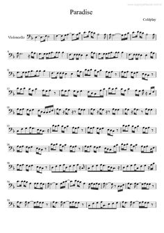 sheet music with the words paradise written on it