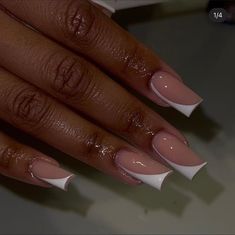 Almond Frenchies, Trending Acrylic Nails, Nail Colors And Designs, Nails Baddie, French Tip Acrylic Nails, Simple Acrylic Nails