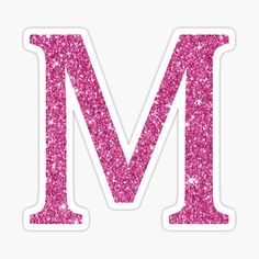 the letter m in pink glitter sticker