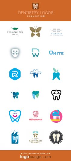 the logos for dentists and dental services are shown in this graphic style, with different colors