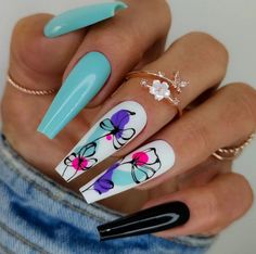 Enjoy these cute summer nails and more over on the blog! Luminous Nails, Vibrant Nails, Coffin Nails Long, Pretty Nail Art, Nails 2024