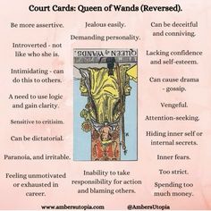 an article about the court cards queen of wands reversed by dr jekyl