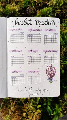 #bulletjournal #lavander #purple #tracker #habittracker #journaling #lettering Habit Tracker Journal Ideas, Study Tracker Bullet Journal, April Habit Tracker, Purple Bullet Journal, Daily Journal Ideas, Bullet Journal Tracker Ideas, Bujo Trackers, Journaling Lettering