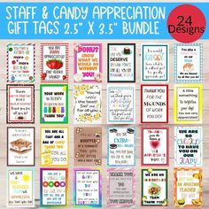 a collection of cards with the words state and candy appreciation gifts 2 x 3 5 bundle