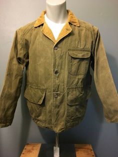 Vtg 50s 60s Tin Cotton Canvas Hunting Jacket Mens XL Khaki Green Work Wear Coat | eBay Vintage Khaki Cotton Blazer, Retro Outerwear With Patch Pockets For Outdoor, Vintage Utility Jacket With Lapel Collar And Patch Pockets, Vintage Khaki Outerwear With Patch Pockets, Vintage Workwear Blazer With Patch Pockets, Vintage Blazer With Patch Pockets For Work, Vintage Khaki Winter Blazer, Vintage Khaki Blazer With Pockets, Vintage Utility Jacket With Lapel Collar And Welt Pockets