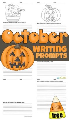 the october writing prompts with pumpkins and jack - o'- lanternes