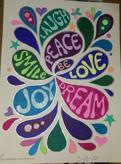 a colorful poster with the words smile, peace and love