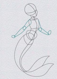 a drawing of a mermaid with long legs and a tail, standing on the water