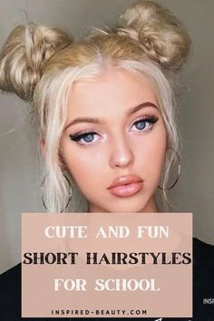 School Hairstyles Easy, Back To School Looks, Easy Pictures, Double Buns, High Ponytail Hairstyles, Fun Buns, Easy Hairstyles Quick, Easy Hairstyles For School, Long To Short Hair