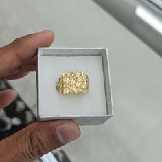 10kt Real Gold Nugget Ring For Men Size 8.5 Weight 4.88 Gm Top Part 15.1*14.9mm Please Check The Picture Carefully To Understand The Size Of The Ring 100% Authentic Gold Not A Gold Filled Or Not A Gold Plated Never Change Color Or Never Fade Never Tarnish Comes In A Gift Box Gold Nugget Jewelry, Gold Nugget Ring, Authentic Gold, Gold Nugget, Never Fade, Ring For Men, Never Change, Mens Accessories Jewelry, Real Gold