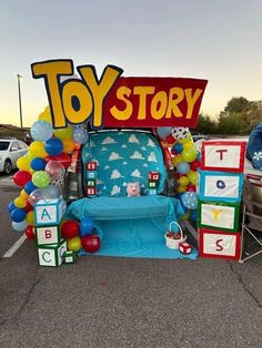 Trunk Or Treat Ideas Toystory, Toy Story Scarecrow, Trunk Or Treat For Daycare, Trunk Or Treat Ideas For Cars With Costumes, Toys Story Trunk Or Treat, Toy Story Trick Or Trunk, Toy Story Truck Or Treat, Diy Toy Story Trunk Or Treat, Bluey Trunk Or Treat Ideas For Cars