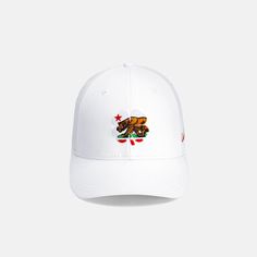 It's a vibe in California. Show your Cali pride with this adjustable, performance style. Guaranteed to make a statement at any occasion. Sporty White Adjustable Dad Hat, White Adjustable Dad Hat For Baseball Season, White Adjustable Flat Bill Dad Hat, White Adjustable Hat With Curved Bill, Adjustable Fitted Hat With Curved Visor For Sports, Adjustable White Dad Hat For Sports, Adjustable Curved Brim Fitted Hat For Sports Events, Adjustable White Dad Hat For Sports Events, Adjustable Fit White Six-panel Hat