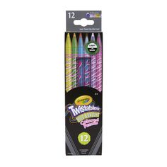 two pack of twistable crayons with 12 different colors in the package and packaging