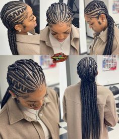 Stitch Braids With Individuals In The Back, New Straight Up Hairstyles Braids, Trendy Feed In Braids, Stylish Straight Back Braids, Hair Styles Straight Back, Feed In Braids Cornrows Straight Back With Designs, Cute Straight Back Hairstyles, Braided All Back Hairstyles, All Back Hairstyles Braids