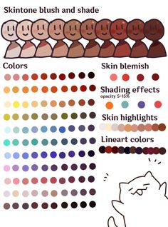 an info sheet with different colors and shapes for the hair color chart, including dark to light tones