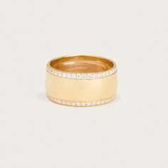 Available in 18K Yellow, 18K White, and 18K Rose Gold Diamonds weigh approximately 0.79cts Approximately 0.40" width Handmade in NYC For custom sizing please include preferred size in the checkout notes Finish: High Polish This item is made to order and will ship in 2-4 weeks Timeless Yellow Gold Wide Band Ring, Wedding Wide Band Ring In Brilliant Cut Yellow Gold, Wedding Yellow Gold Wide Band Ring With Brilliant Cut, Elegant Wide Band Wedding Ring With Single Cut Diamonds, Luxury 14k Gold Thick Band Ring, Luxury 14k Gold Wide Band Ring, Luxury Wide Band Yellow Gold Ring, Luxury 14k Gold Diamond Ring With Wide Band, Luxury 14k Gold Wide Band Diamond Ring