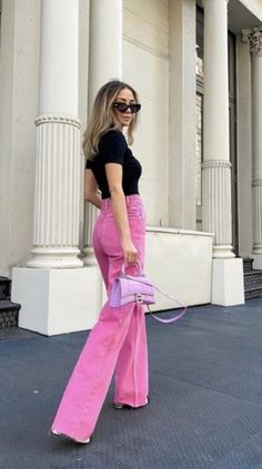 Shades Of Pink Outfit, Pink Jeans Outfit, Look Rose, Color Combos Outfit, Looks Pinterest