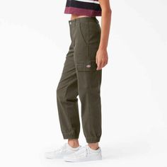 Women's High Rise Fit Cargo Jogger Pants - Dickies US Utility Cotton Cargo Pants With Cuffed Ankles, Sporty Tapered Leg Cargo Pants With Hip Pockets, Sporty Relaxed Fit Mid-rise Cargo Pants, Utility Sweatpants With Hip Pockets And Tapered Leg, Cotton Utility Joggers With Tapered Leg, Utility Style Cotton Joggers With Tapered Leg, Cotton Cargo Pants With Cuffed Ankles, Sporty Mid-rise Cargo Pants With Elastic Waistband, Sporty Mid-rise Cargo Pants With Pockets