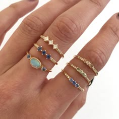 Blue Diamond Stackable Jewelry, Elegant Opal Gemstone Stackable Rings, Elegant Blue Stackable Birthstone Rings, Elegant Blue Birthstone Stackable Rings, Blue Gemstone Dainty Stackable Rings, Dainty Blue Gemstone Stackable Rings, Blue Multi-stone Diamond Birthstone Ring, Blue Diamond Multi-stone Birthstone Ring, Elegant Blue Opal Promise Ring