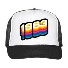 1983 in 80's style trucker hat. These are high quality trucker hats. We might be new to ETSY but we have been in the printing game a long time and we promise you wont be disappointed if you give us a try. These make the perfect gifts for yourself or someone else. Also great for group parties. If you scroll thru the pictures you will find the hat colors, fonts, and font colors. We can also add images. If you require something special just reach out and we would be more than happy to help. Fun Letter Print Trucker Hat For Birthday, Party Trucker Hat With Letter Print, Letter Print Trucker Hat For Birthday, Birthday Trucker Hat With Letter Print, Personalized Summer Trucker Hat, One Size, Group Party, Birthday Hats, Custom Trucker Hats, Birthday Hat