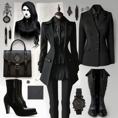 Goth Academia Fashion, Gothic Chic Fashion, Corp Goth, Rock Look, Corporate Goth, Corporate Attire, Corporate Outfits, 2024 Outfits