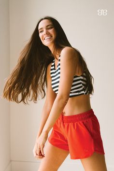 Say hello to our best selling top. EVER. This versatile top is a two-in-one sports bra AND swim top. We love the high neck for full coverage, wide straps for support, and black and white stripes for timeless style. #summer #croptop #womens #exercise #fitness #swimtop Summer Sports Top With Contrast Stripes, Summer Sports Tops With Contrast Stripes, Striped Athleisure Activewear For Sports, Striped Sporty Activewear For Workout, Sporty Striped Activewear For Workout, Gym Activewear With Contrast Stripes, Summer Training Swimwear, Bra-friendly, Summer Training Swimwear, Bra Friendly, Functional Sports Bra For Summer