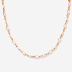 Pearl Pink Bead Gold Necklace For Women | Little Sky Stone Pink Pearl Beaded Necklace With Pearl Charm, Dainty Pink Pearl Beaded Necklaces, Pink Pearl Drop Beaded Necklaces With Round Beads, Pink Pearl Necklace With Tiny Beads, Pink Pearl Chain Beaded Necklace With Round Beads, Pink Pearl Chain Beaded Necklaces With Round Beads, Pink Pearl Chain Necklace With Round Beads, Dainty Pink Beaded Necklaces For Summer, Beach Pearl Necklace With Colorful Beads In Gold