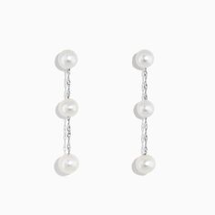 Effy 14K White Gold Cultured Fresh Water Pearl Drop Earrings Fresh Water Pearl, Pearl Size, White Stone, Pearl Drop Earrings, Pearl Drop, Fresh Water, Freshwater Pearls, Gold Metal, Pearl Earrings