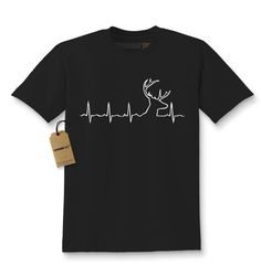 Kids Buck Pulse Shirt Printed Youth Heartbeat by XpressionTees Deer Hunting Season, Deer Shirt, Stag Antlers, Deer Hunter, Hunting Season, Hunting Shirts, Soft Tops, Text Design, In A Heartbeat