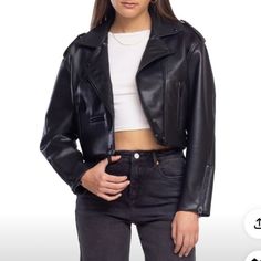 New With Tags. Blanknyc Black Faux Leather Motorcycle Jacket With Black Hardware. Flattering Crop Fit And Tapered Waist! Functional Zip Pockets. Zip Sleeves. Amazing Quality! Size Xs, But Is Oversized And Fits More Like A Small Or Even Medium. Fall Biker Cropped Jacket With Zipper Closure, Edgy Cropped Jacket With Zipper For Night Out, Trendy Cropped Leather Jacket For Winter, Biker Style Cropped Outerwear With Zipper, Biker Cropped Jacket With Zipper Closure, Winter Cropped Biker Jacket For Streetwear, Trendy Cropped Leather Jacket For Streetwear, Cropped Biker Outerwear With Zipper Closure, Cropped Leather Jacket For Streetwear