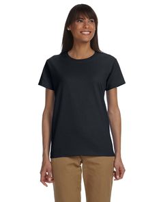 Ladies' Ultra Cotton® 6 oz. T-Shirt - BLACK - S | Gildan Women's Ultra Cotton US T-Shirt in Black Size Small Humanitarian Aid, Corporate Outfits, Blank T Shirts, Active Living, Women Tshirt, Greek Clothing, Sleeves (women), Renewable Energy, Manufacturing Process