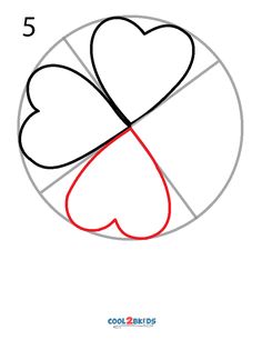 how to draw two hearts in the shape of a circle