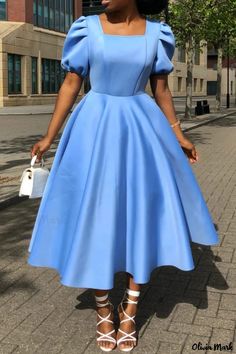 Olivia Mark - Elegant Midi Flowy Formal Evening Dress with Pleated Sleeve Solid Color Short Sleeve Midi Dress For Banquet, Short Maxi Dress, Style Africain, Fitted Maxi Dress, Short Sleeve Maxi Dresses, Ball Gowns Evening, Shein Dress, Formal Party Dress, Pleated Maxi Dress