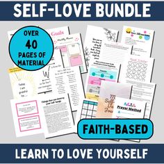 the self love bundle includes faith - based activities and printables