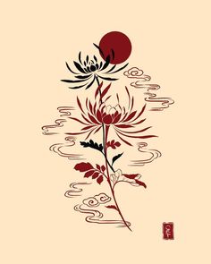 Japenses Flowers Tatoos, Asian Flowers Tattoo, Japanese Tattoo Designs Ideas, Japanese Flowers Drawing, Anime Flower Tattoo, Vietnamese Flowers, Chinese Art Tattoo, Higanbana Tattoo, Orientalism Art Tattoo