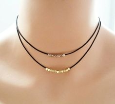 Diy Choker Necklace, Black Leather Choker, Black Choker Necklace, Dainty Choker, Rose Gold Beads, Necklace Diy, Silver Choker, Gold Choker Necklace, Leather Chokers