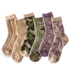 PRICES MAY VARY. Size: suitable for US Women 5 - 9 Material: mostly made up of cotton Care: Machine washable What's included: 6 pairs of cute floral socks of your choice! Great Christmas Gift: Cute and stylish floral patterns are perfect for your lovely one. Cute, comfy, and stylish women's socks in 6-pack. They are made up of 80% cotton, which secures their comfortability. Wearable for all seasons. The size is suitable for US women 5 - 9. Different color combinations are provided. They are mach Stockings With Boots, Mid Calf Socks, Crochet Shoes Pattern, Floral Socks, Winter Socks, Socks For Women, Crochet Shoes, Floral Jacquard, Cute Socks