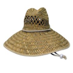 Made of all natural fibers, the lifeguard hat features a large, down-curve brim for maximum sun protection and a vented crown for cooling air flow. Adjustable chin cord with lock for a secure fit. 1 size fits most fit. Color: Tan. Gender: unisex. Age Group: adult. Summer Fishing Hat, Adjustable Fit Sun Hat With Curved Brim For Beach, Coastal Adjustable Hat For Outdoor, Adjustable Coastal Sun Hat For Outdoors, Summer Fishing Hat With Curved Brim, Coastal Style Adjustable Hat For Outdoor, Adjustable Straw Hat For Warm Weather Outdoor, Coastal Style Adjustable Hat For Outdoors, Coastal Style Adjustable Outdoor Hat