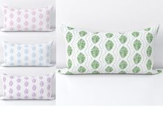 four pillows with different patterns on them