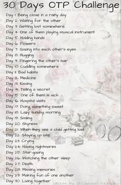 the 30 days of tp challenge is shown with flowers and an old fashioned bicycle