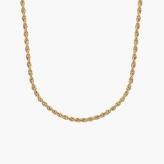 Made with 14k yellow gold, this 18" rope chain reflects light with it's arcing, twisted shape. 14k Gold Link Rope Chain Necklace, Elegant 14k Gold Tarnish Resistant Rope Chain Necklace, Classic 14k Gold Rope Chain Necklace, Classic Rope Chain Necklace In 14k Gold, 14k Gold Rope Chain Necklace As Gift, 14k Gold Oval Link Rope Chain Necklace, 14k Yellow Gold Rope Chain Necklace, 14k Yellow Gold Wheat Rope Chain Necklace, 14k Yellow Gold Wheat Chain Necklace