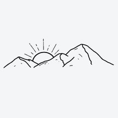 a black and white line drawing of mountains