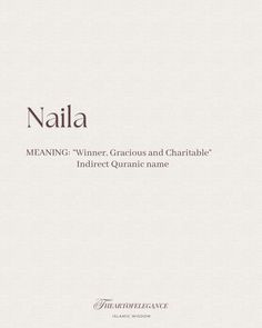 the front cover of naila meaning wine, gracious and chartablee indirect quante name