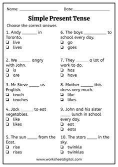 simple present tense worksheet